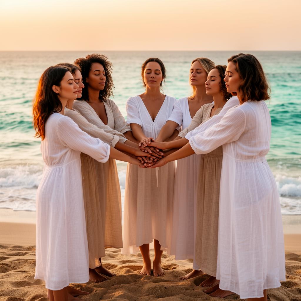 Mujeres en círculo en la playa